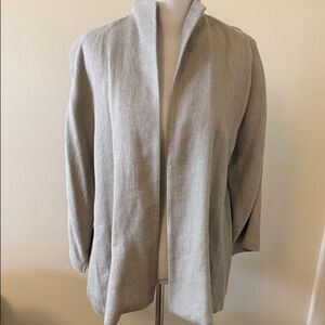 Eileen Fisher Organic Linen Open Front Jacket Beige Putty